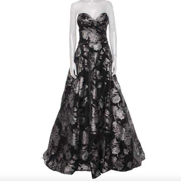Jovani Dresses & Skirts - Jovani Black & Silver Floral Print Gown - US 14